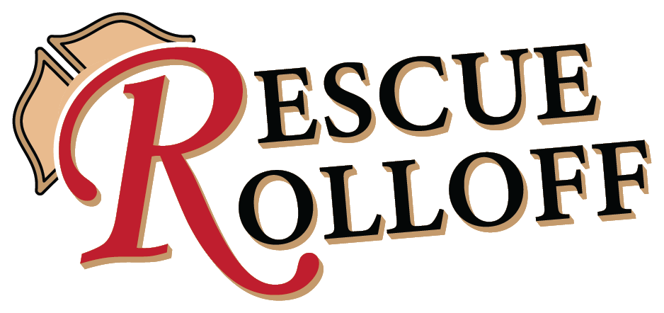 This is a small version of our company logo. It reads as "Rescue Rolloff" with a maltees cross, which is a common symbol in the fire service.
